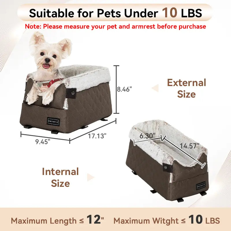 Center Console Dog Car Seat for Small Pets