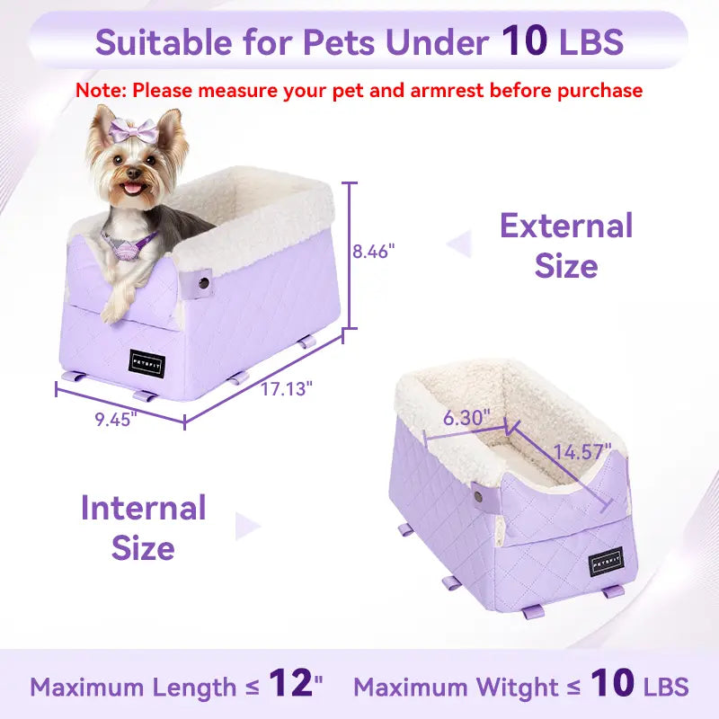 Center Console Dog Car Seat for Small Pets