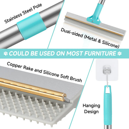 JAPIROC Carpet Rake for Pet Hair Removal (3 Pack), Dog Cat Fur Remover Rubber Broom, Dual-Surface Pet Hair Remover Broom,Adjustable Cat Dog Carpet Rake, Scraper Brush for Carpet, Rug, Car Mat, Couch, Pet Bed, Furniture,Father'S Day Gift