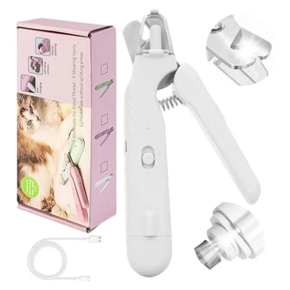 2-In-1 Dog & Cat Paw Trimmer Set - LED Light Nail Grinder, Stainless Steel Clipper, Quiet Low-Noise Operation, USB Rechargeable, Safe Quick View Design, for All Pet Sizes, Home & Travel Use