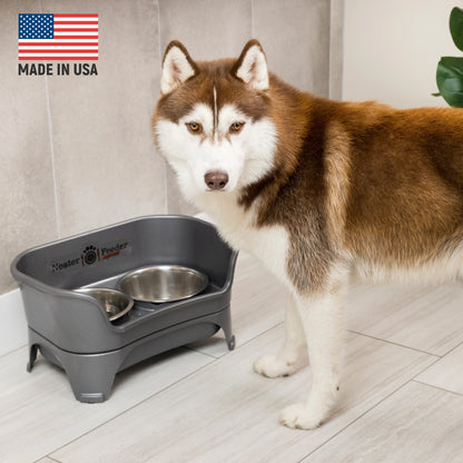 Neater Feeder for Dogs - MESS PROOF PET BOWLS, Stainless Steel Bowls, Raised Walls, Elevated Feeder, Bpa-Free, Top-Rack Dishwasher Safe, Made in USA