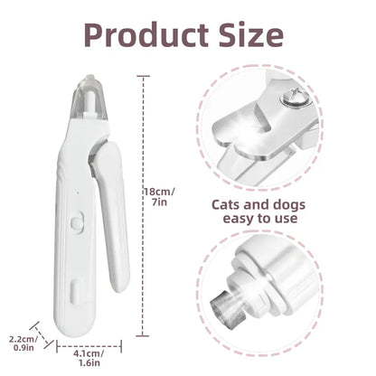 2-In-1 Dog & Cat Paw Trimmer Set - LED Light Nail Grinder, Stainless Steel Clipper, Quiet Low-Noise Operation, USB Rechargeable, Safe Quick View Design, for All Pet Sizes, Home & Travel Use