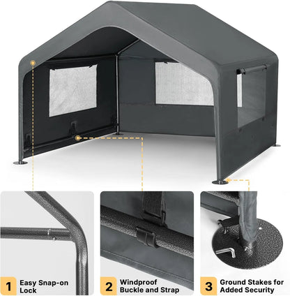 Extra Large Dog House Outdoor with Elevated Bed, Weatherproof Shelter for Pets Grey All-Weather Comfort & Easy Assembly