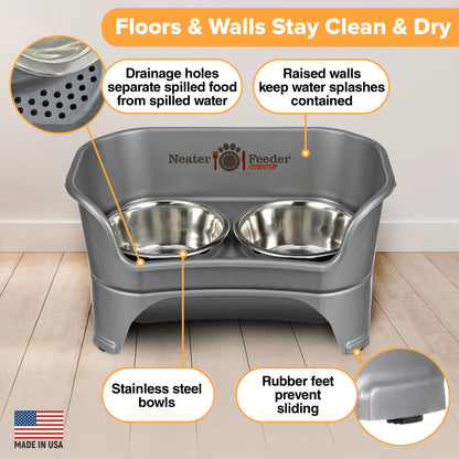 Neater Feeder for Dogs - MESS PROOF PET BOWLS, Stainless Steel Bowls, Raised Walls, Elevated Feeder, Bpa-Free, Top-Rack Dishwasher Safe, Made in USA