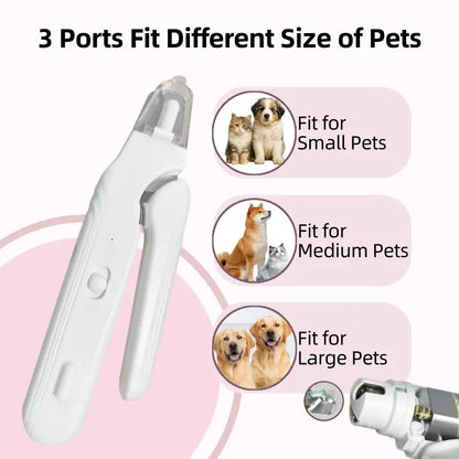 2-In-1 Dog & Cat Paw Trimmer Set - LED Light Nail Grinder, Stainless Steel Clipper, Quiet Low-Noise Operation, USB Rechargeable, Safe Quick View Design, for All Pet Sizes, Home & Travel Use
