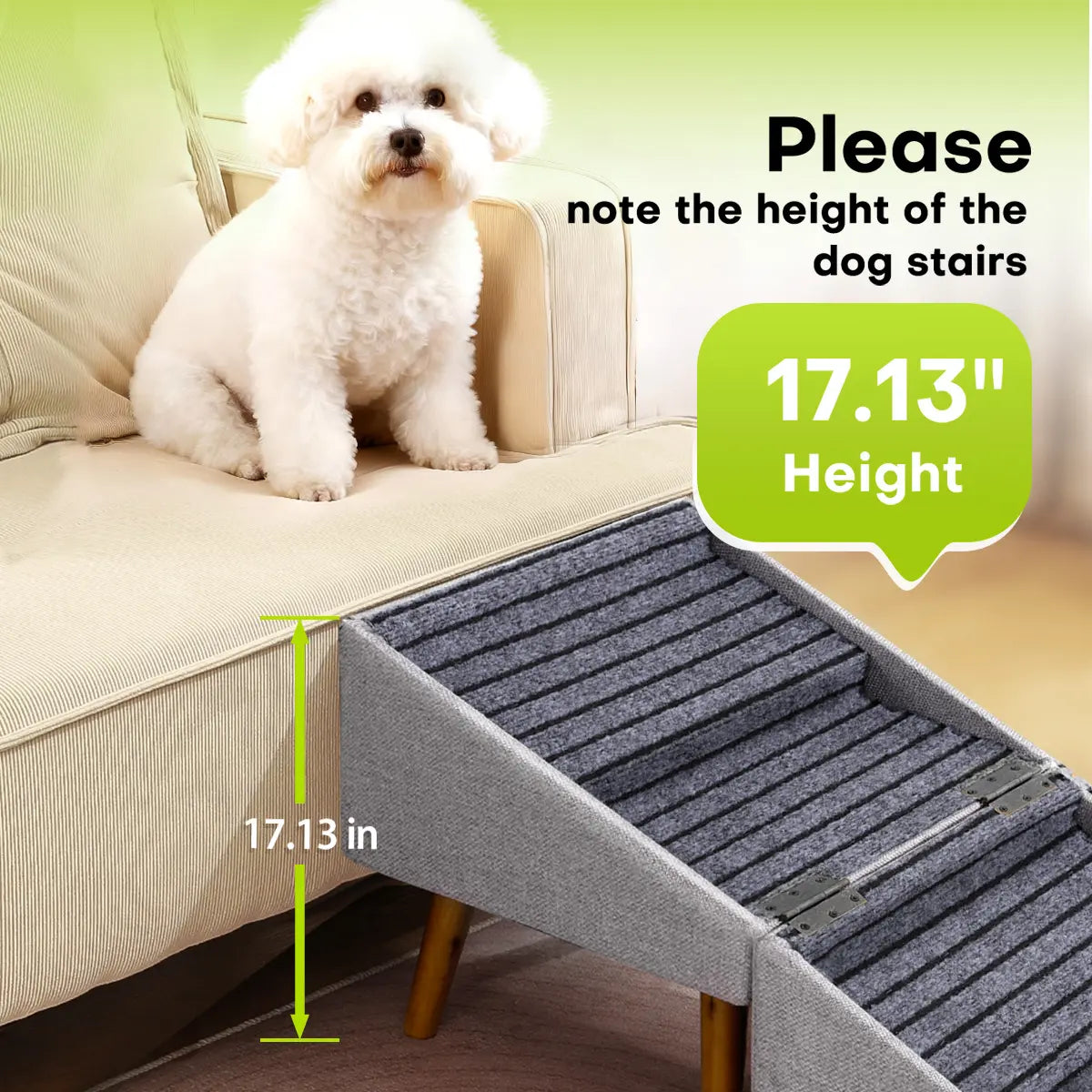  for Small Dogs, 2-In-1 Pet Steps & Ottoman - Foldable Dog Stairs for Couch, Non-Slip Wooden Pet Stairs for Puppy Senior Injured Dogs