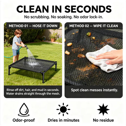 Elevated Dog Bed - Machine Washable Mesh Cot, Durable Bed for Large Dogs