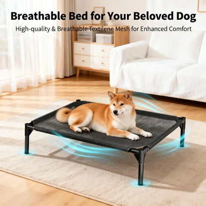 Elevated Dog Bed - Machine Washable Mesh Cot, Durable Bed for Large Dogs
