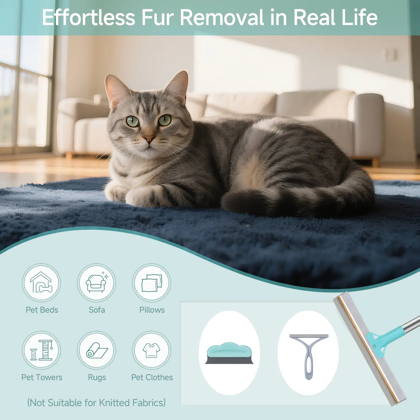 JAPIROC Carpet Rake for Pet Hair Removal (3 Pack), Dog Cat Fur Remover Rubber Broom, Dual-Surface Pet Hair Remover Broom,Adjustable Cat Dog Carpet Rake, Scraper Brush for Carpet, Rug, Car Mat, Couch, Pet Bed, Furniture,Father'S Day Gift