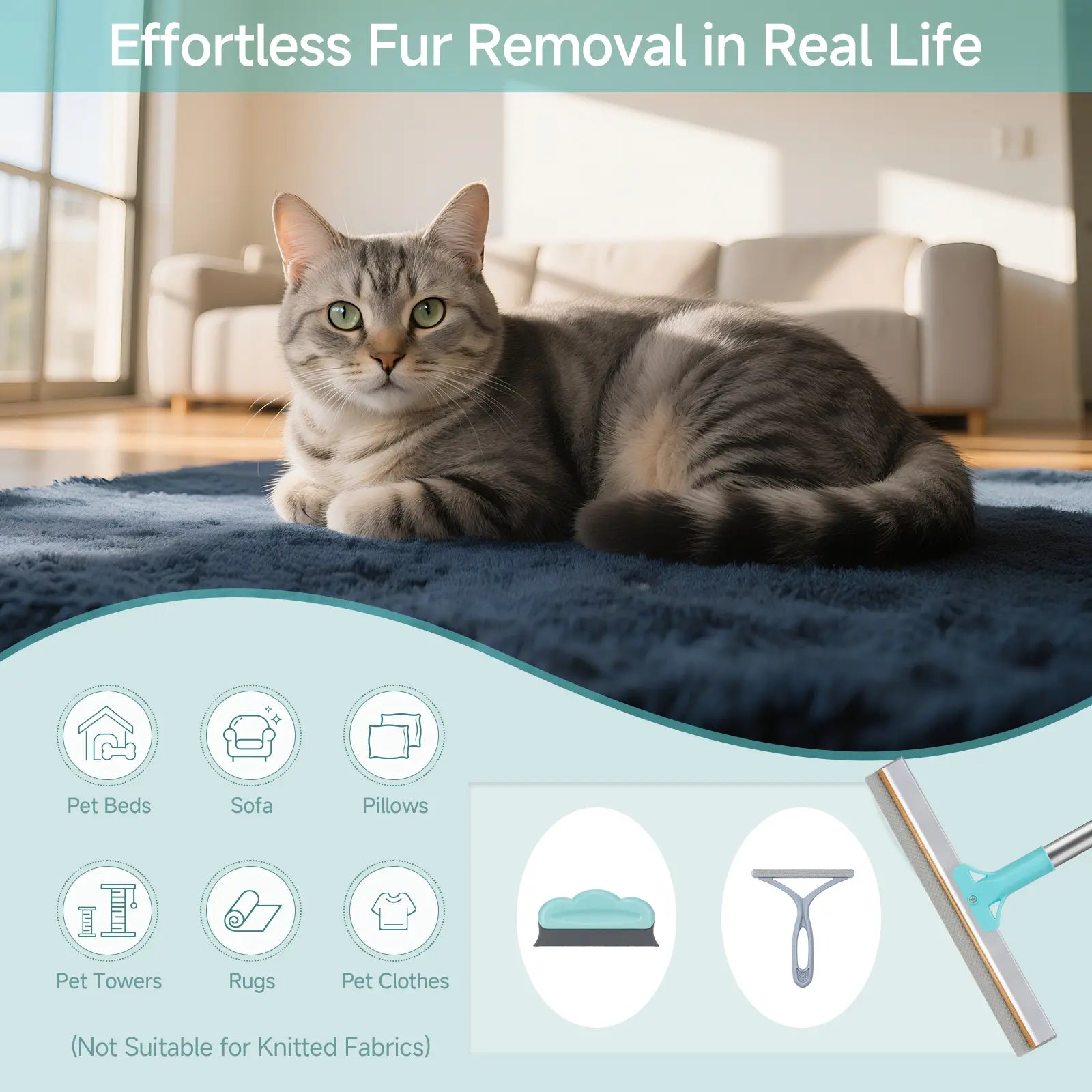 JAPIROC Carpet Rake for Pet Hair Removal (3 Pack), Dog Cat Fur Remover Rubber Broom, Dual-Surface Pet Hair Remover Broom,Adjustable Cat Dog Carpet Rake, Scraper Brush for Carpet, Rug, Car Mat, Couch, Pet Bed, Furniture,Father'S Day Gift