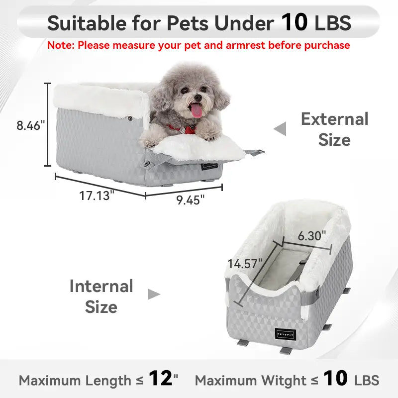 Center Console Dog Car Seat for Small Pets