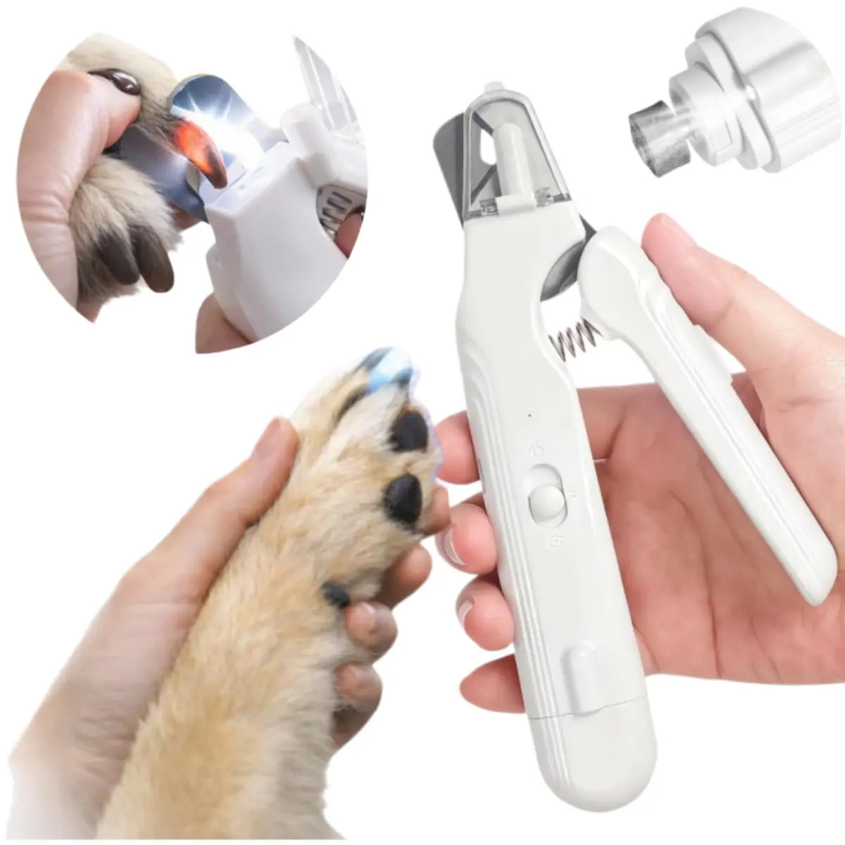 2-In-1 Dog & Cat Paw Trimmer Set - LED Light Nail Grinder, Stainless Steel Clipper, Quiet Low-Noise Operation, USB Rechargeable, Safe Quick View Design, for All Pet Sizes, Home & Travel Use