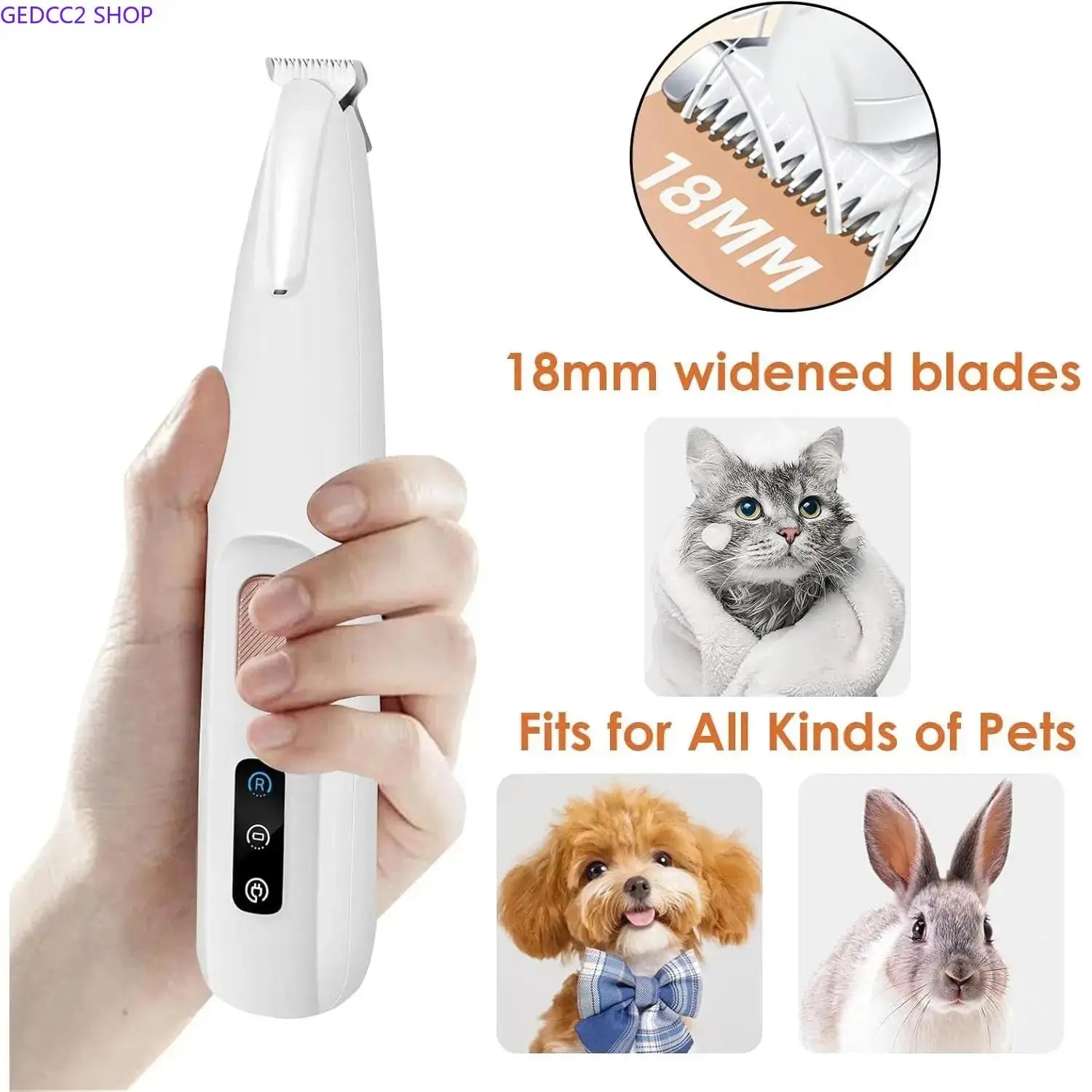 Rechargeable Pet Hair Trimmer Kit, Cordless Low-Noise Dog & Cat Grooming Clippers with LED Light, Waterproof Pet Paw Trimmer for Safe Precision Grooming & Home Pet Care