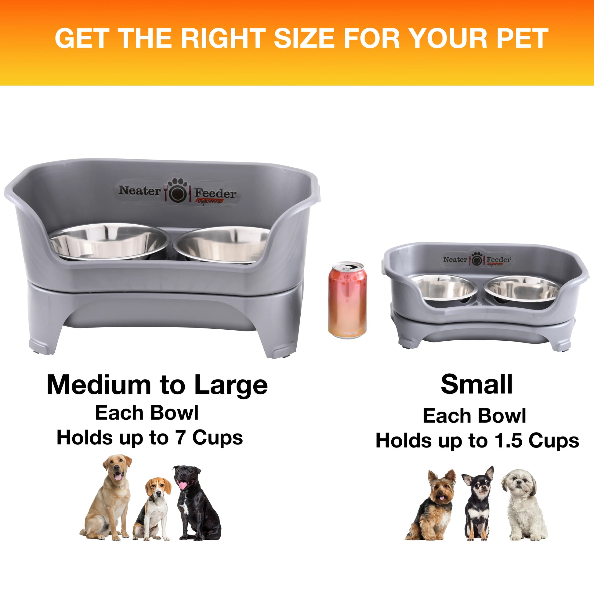 Neater Feeder for Dogs - MESS PROOF PET BOWLS, Stainless Steel Bowls, Raised Walls, Elevated Feeder, Bpa-Free, Top-Rack Dishwasher Safe, Made in USA