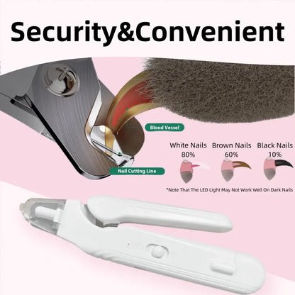 2-In-1 Dog & Cat Paw Trimmer Set - LED Light Nail Grinder, Stainless Steel Clipper, Quiet Low-Noise Operation, USB Rechargeable, Safe Quick View Design, for All Pet Sizes, Home & Travel Use